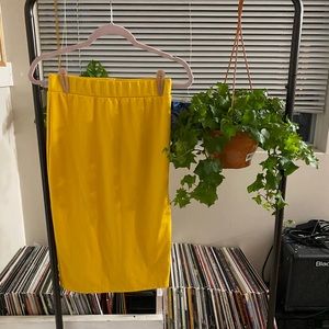 Mustard Yellow Pencil Skirt w Slit